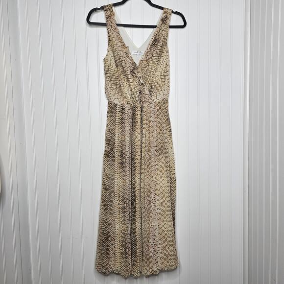 Great Jones Python Ruffle Dress Size 0 Midi V-Neck A-Line Sleeveless Flirty Boho - Picture 10 of 10